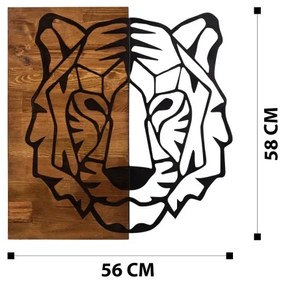 Nástenná dekorácia 56x58 cm tyger drevo/kov