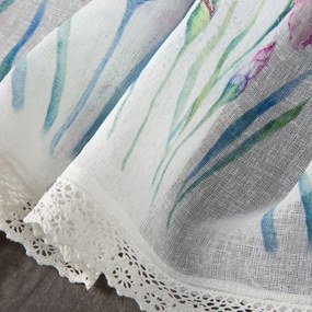 Dekorstudio Kuchynská záclonka DOLOREZ zdobená kvetinovou potlačou a čipkou 150 x 60 cm