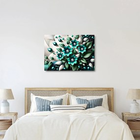 Obraz - 3D tyrkysové kvety (70x50 cm)