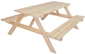 Masívny drevený pivný set so sklopnými lavicami 180 cm (prírodný)