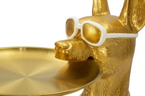 Dekoratívna socha Dog Pit s podnosom 74 cm zlatá