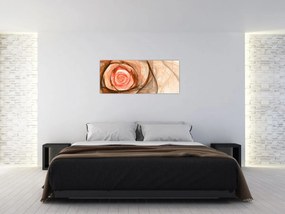 Obraz - Abstraktné ruže ružová s bielym pozadím (120x50 cm)