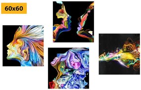 Set obrazov výbuch farieb na čiernom pozadí