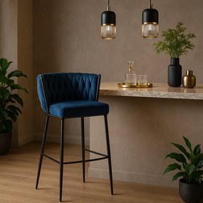 PROXIMA.store - Luxusná barová stolička FLORES FARBA: modrá, FARBA NÔH: čierna