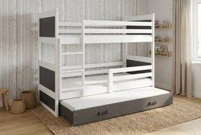 Poschodová posteľ s prístelkou RICO 3 200x90 Biela - Grafitová