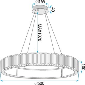 Toolight Toolight, LED stropné svietidlo 60cm + diaľkové ovládanie APP1748-CP, zlatá-priehľadná, OSW-07894