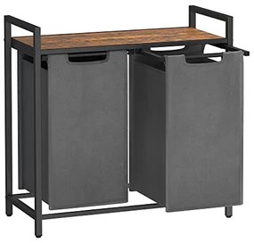 Kôš na bielizeň, 2 výsuvné priehradky, 72x73x33cm