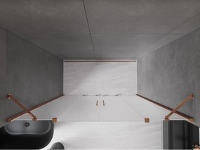 Mexen Velar Duo, posuvné sprchové dvere do otvoru 170 cm, 8mm sklo námraza, ružové zlato, 871-170-000-32-60