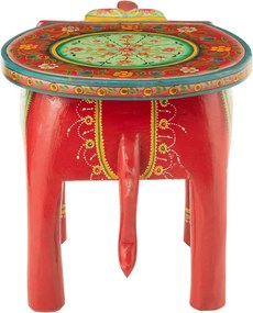 Drevený farebný stôl / stolička slon Mumbai mango wood - 48*35*36 cm