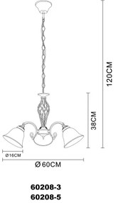 Globo 60208-3 - Luster na reťazi ODIN 3xE27/60W/230V