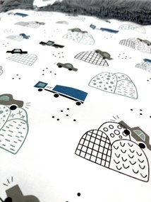 INTERMEDIC SK Posteľná obliečka Modré Autá 140x200/70x90 cm – 100 % bavlna, zapínanie na zips