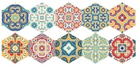 Sada 10 samolepiek na podlahu Ambiance Floor Stickers Hexagons Lorena, 40 × 90 cm