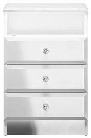 NOČNÝ STOLÍK CRISTINE 3S BIELY LESK + ZRKADLO