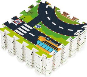 IPLAY penová podložka puzzle pre deti – mesto, cesty 114×86 cm, 12 dielikov, EVA