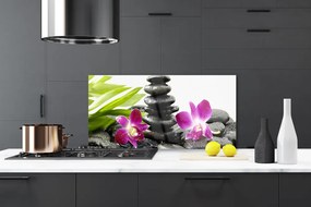 Sklenený obklad Do kuchyne Kamene zen kúpele orchidea 120x60 cm