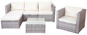 Polyratanová záhradná súprava Brescia - sivá, krémové vankúše