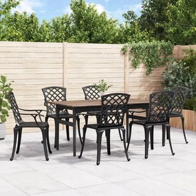 vidaXL Záhradné stoličky 6 ks odlievaný hliník čierne