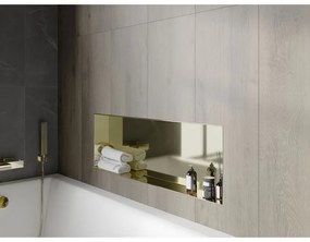 Mexen X-Wall-NR, polička na zapustenie pod obklad bez goliera 90 x 30 cm, zlatá lesklá, 1951903010