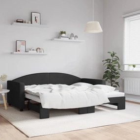 Denná posteľ s rozkladacou posteľou čierna 90x190 cm látka 3197200