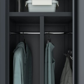 Kovová šatňová dvojmodulová skriňa s medzistenou KACPER, 800 x 1800 x 500 mm, antracitová