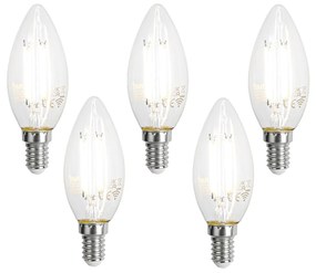 Sada 5 inteligentných LED žiaroviek E14 C35 číra 4,2 W 470 lm 2700 – 6500 K