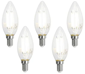 Sada 5 inteligentných LED žiaroviek E14 C35 číra 4,2 W 470 lm 2700 – 6500 K