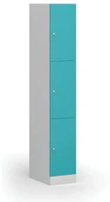 Šatníková skrinka s úložnými boxmi, 3 boxy, 1850 x 300 x 500 mm, cylindrický zámok, zelené dvere