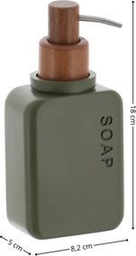 Dávkovač mydla Salva, olivová/s drevenými prvkami, 300 ml