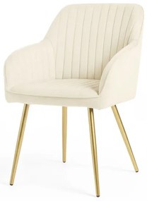 Sada dvoch jedálenských stoličiek FLORENCE zamatové, krémové / zlaté nohy (2 ks)