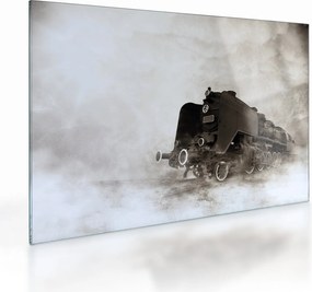 Sklenený obraz - Vlak v hmle (70x50 cm)