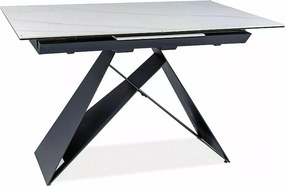 Jedálenský rozkladací stôl Westin 120/160 cm keramika čierny/biely mramor