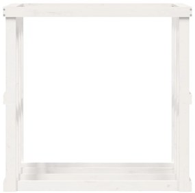 Vonkajší držiak na polená biely 108x52x106 cm masívna borovica