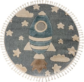 Obsession, Detský kusový koberec My Fano 391 Spac kruh, 133x133 (priemer) kruh, modrá, detská izba