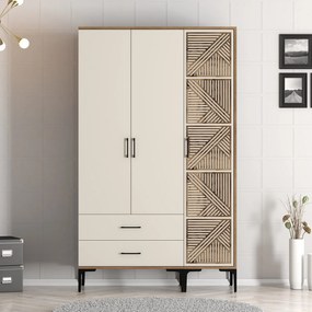 Šatníková skriňa Kiara PT (orech + krémová). Akcia -18%. Vlastná spoľahlivá doprava až k Vám domov. 1088434