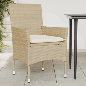 Záhradné stoličky s podložkami 2 ks béžové polyratan 368113