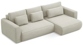 Béžová rozkladacia/s úložným priestorom rohová pohovka (pravý roh/s leňoškou) Kapua – Makamii