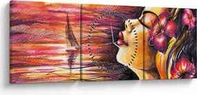 Obraz - Spomienky na leto (s hodinami) (90x30 cm)