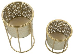 Súprava 2 stojanov na kvetináč v zlatej farbe Mauro Ferretti Golvy, výška 40 cm