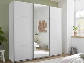 Šatníková skriňa so zrkadlom Carano, 215 cm, biela