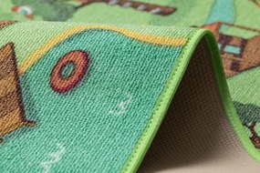 Detský koberec REBEL ROADS Wild life 90 Les, zvieratá protišmykový - zelený