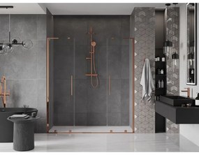 Mexen Velar L Duo, posuvné sprchové dvere do otvoru 180 cm, 8mm číre sklo, ružové zlato, 871-180-003-02-60