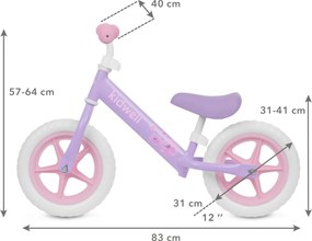 Detský balančný bicykel Kidwell REBEL, 12" EVA kolesá, ľahký 2,64 kg