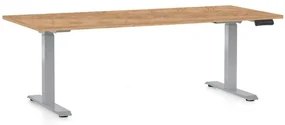 Výškovo nastaviteľný stôl OfficeTech D, 180 x 80 cm, sivá podnož, dub kraft