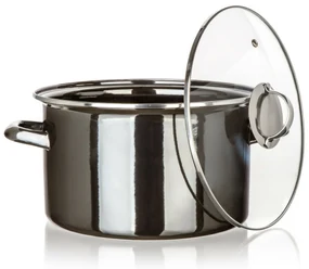 Banquet Hrniec smaltovaný METALLIC Black 26 cm, 6 l, s pokrievkou, 26 cm