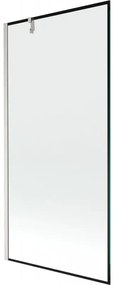Mexen Next, 1-krídlová vaňová zástena 90 x 150 cm, 6mm číre sklo - čierny vzor, oceľová, 895-090-000-00-70-97