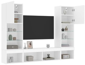 5-dielne TV nástenné skrinky s LED biele kompozitné drevo 3216690