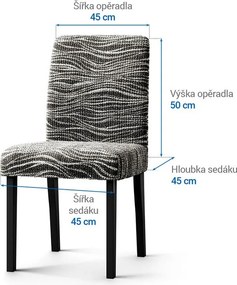 Bielastické poťahy UNIVERSO NOVÉ žíhané čiernobiele stoličky s operadlom 2 ks 45 x 45 x 50 cm