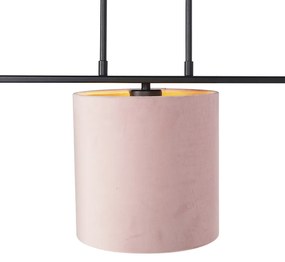 Závesná lampa s velúrovými odtieňmi ružová so zlatou 20cm - Combi 3 Deluxe