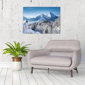 Sklenený obraz - Váhľad na zimnú krajinu (70x50 cm)