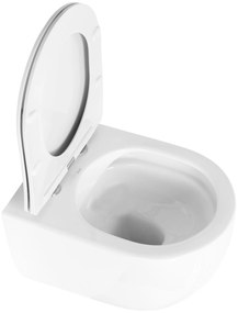 Rea Oliver, závesná WC misa Rimless s toaletným sedadlom s pomalým dopadom, biela, REA-C6509